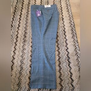 Tayion Men's Checkered Classic Dress Pants 44x30 Blue Pink $136 MRSP Career